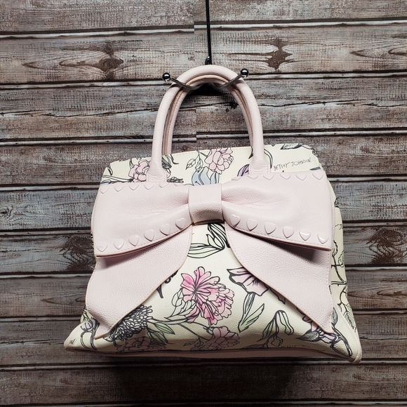 Betsey Johnson Pink Floral Satchel with Bow - Picture 1 of 7